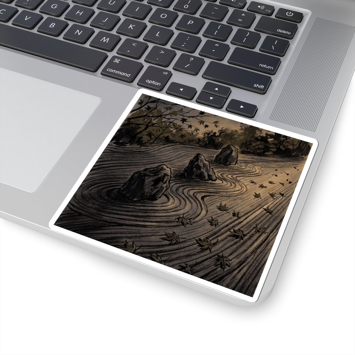 Kanso Rock Garden Sticker - Dark Japandi Charcoal Ink