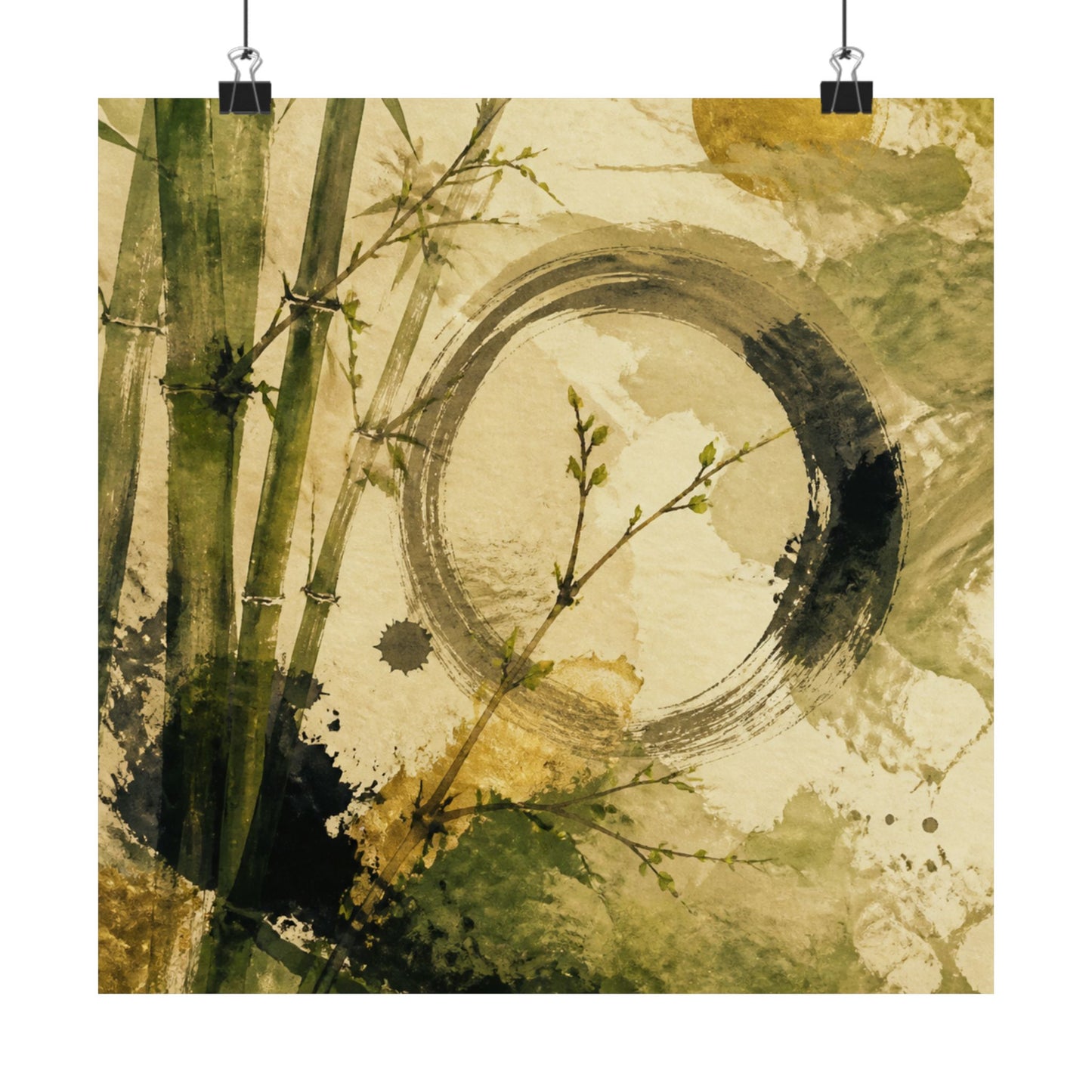Spring Ink Brushstroke Sumi E Wall Art Print | Serene Decor
