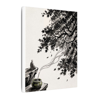 Serene Incense Smoke Canvas Art - Ukiyo E Inspired Zen