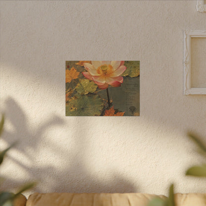 Autumn Lotus Flower Herbarium Canvas Art | Rustic Decor