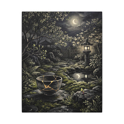 Kintsugi Moonlit Garden in Dappled | Gold Repair Canvas Art