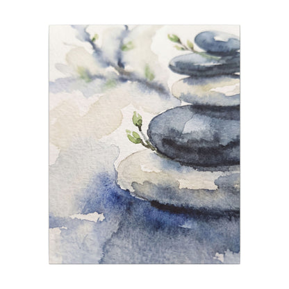 River Stones Watercolor Canvas Art | Cozy Japandi Art