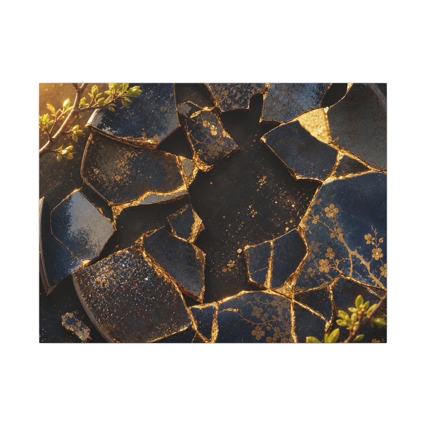 Golden Hour Broken Pottery Canvas Art - Kintsugi Ma
