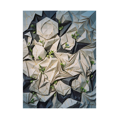 Paper Fold Gold Vein Wall Art Print | Resilient Kintsugi Art
