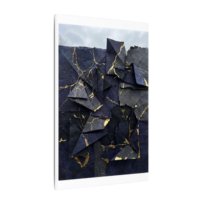 Beautiful Paper Fold Canvas Art - Crackle Gold Kintsugi