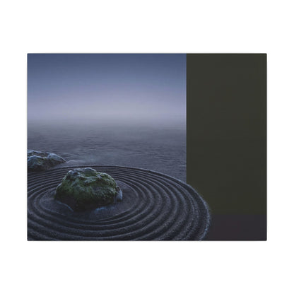 Ma Rock Garden Canvas Art - Dark Japandi Moody Minimal Art Print
