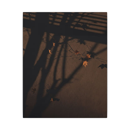 Shadow Play Autumn Canvas Art | Dark Japandi Luxurious Design