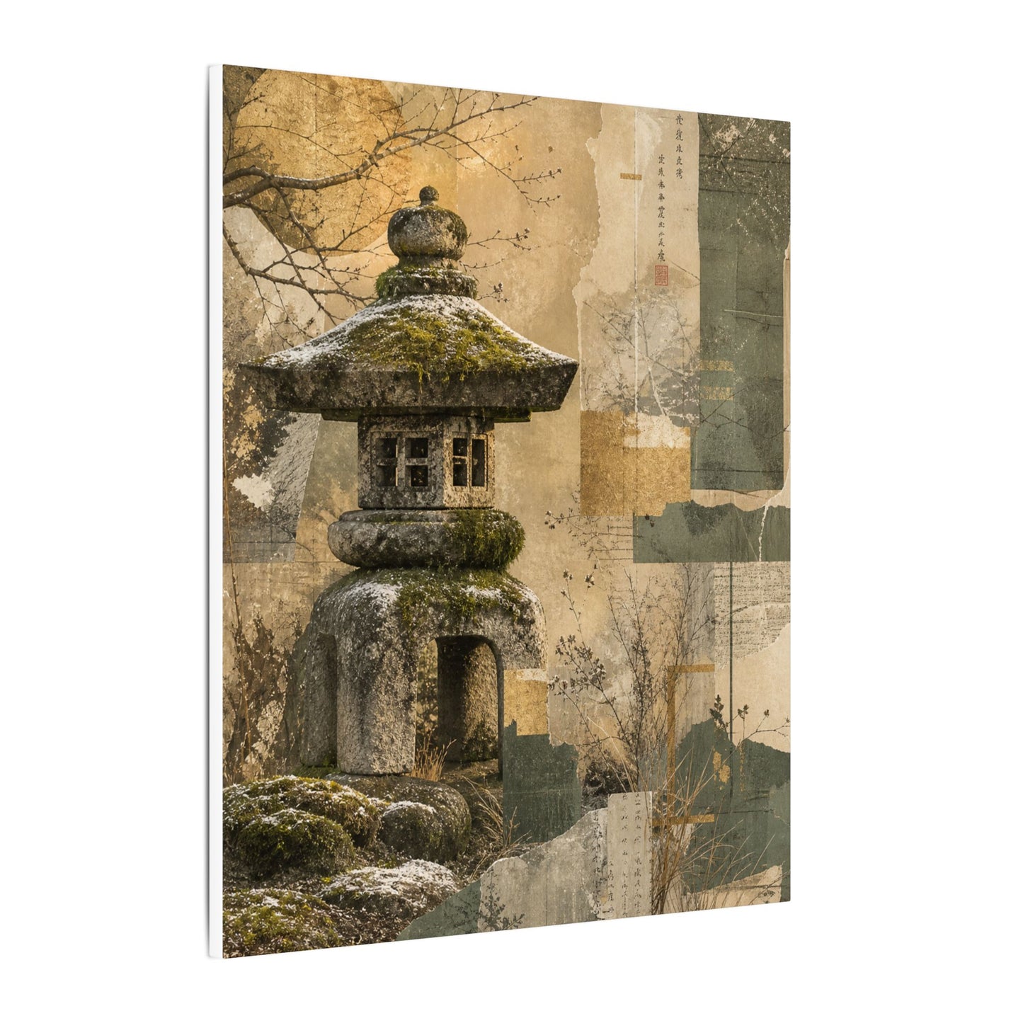 Elegant Stone Lantern Canvas Art - Texture Japandi