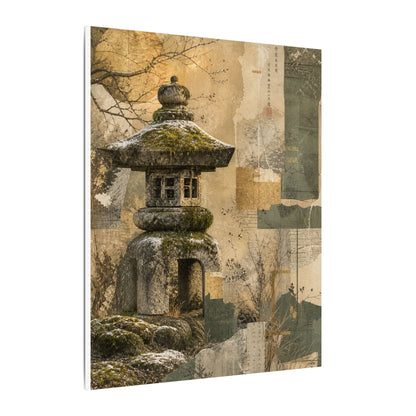 Elegant Stone Lantern Canvas Art - Texture Japandi