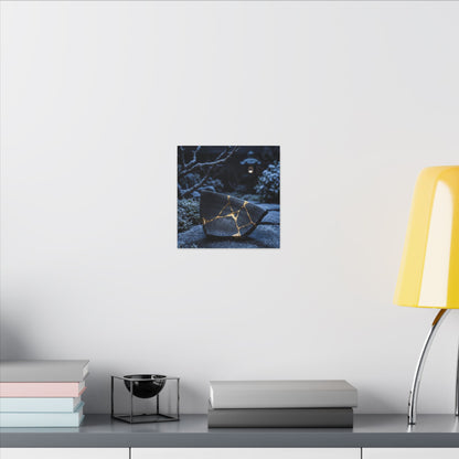 Moonlit Garden Winter Canvas Art | Kintsugi Artful Design