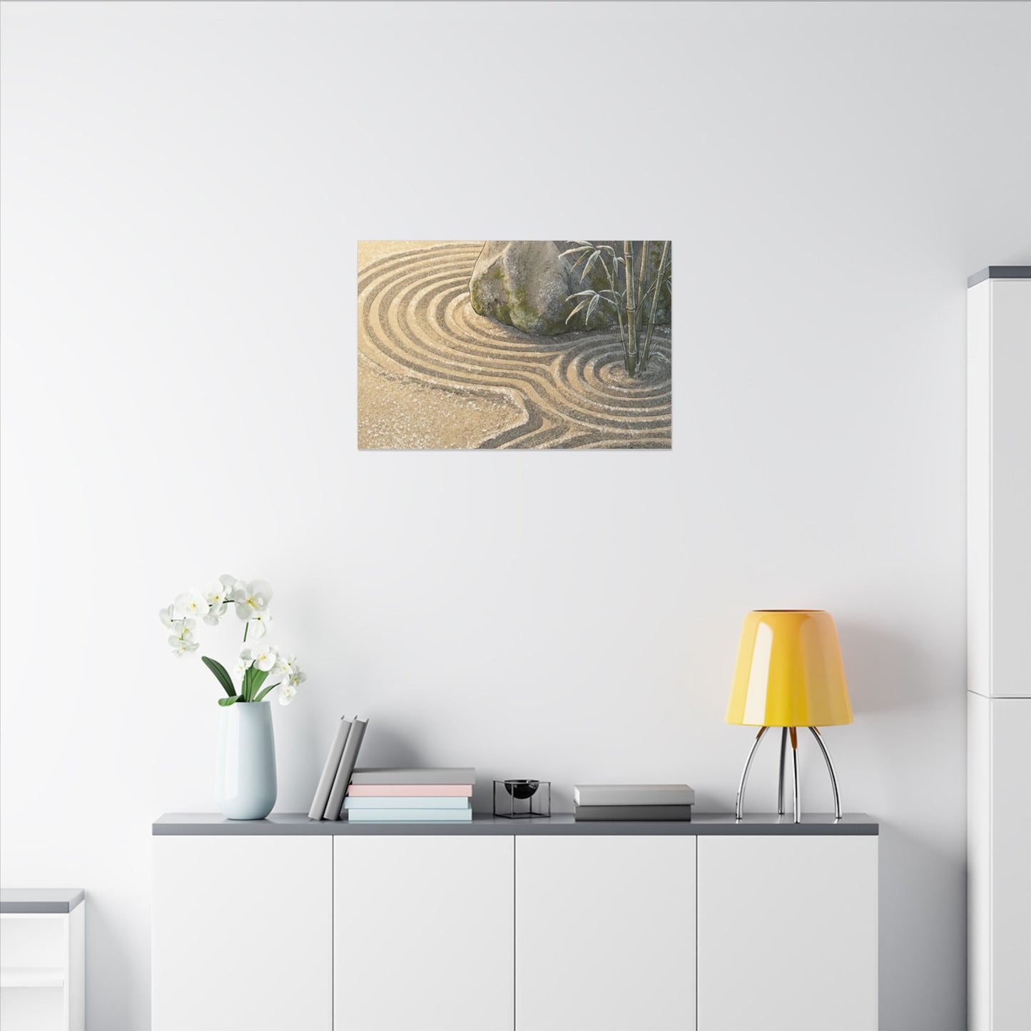 Rock Garden Winter Canvas Art | Zen Peaceful Design