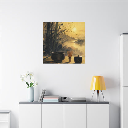 Tea Ceremony Sumi E Canvas Art | Contemplative Zen Art