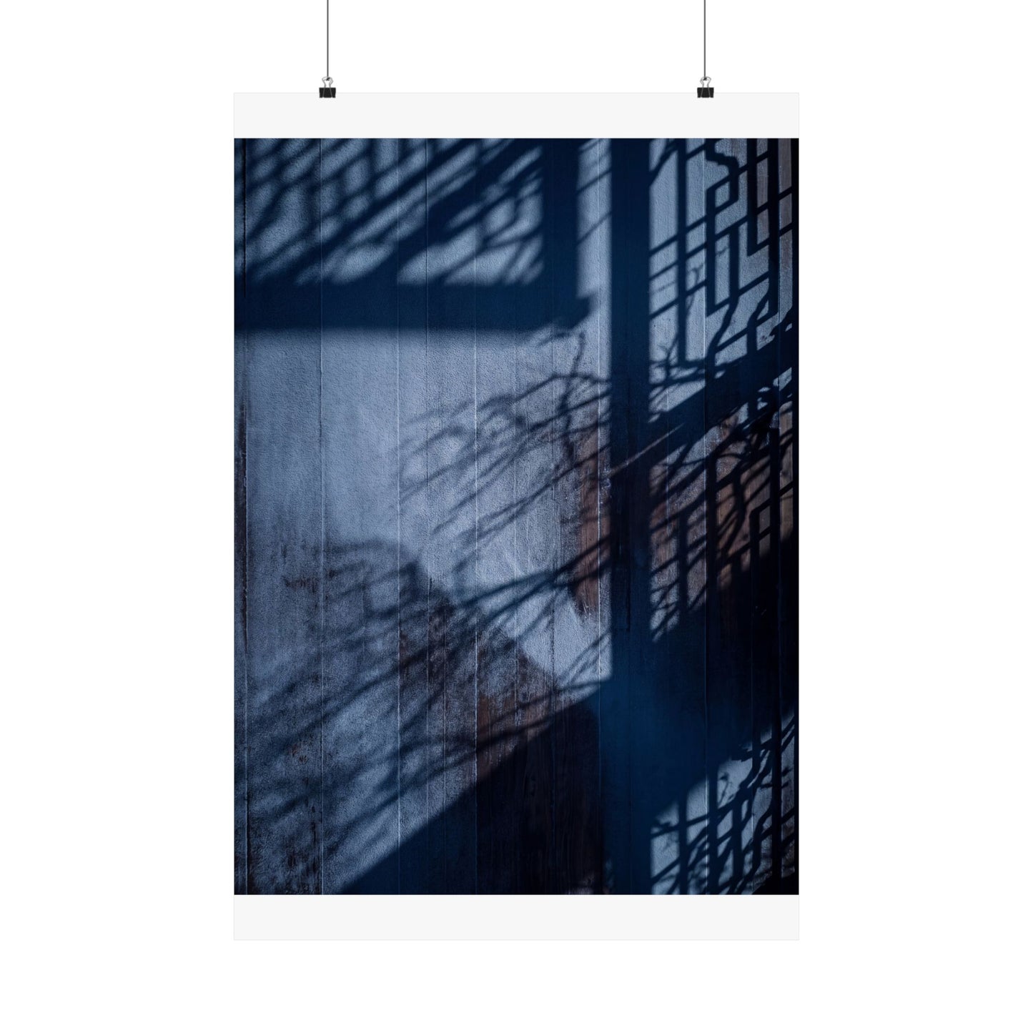 Sophisticated Shadow Play Wall Art Print - Moody Minimal Dark Japandi