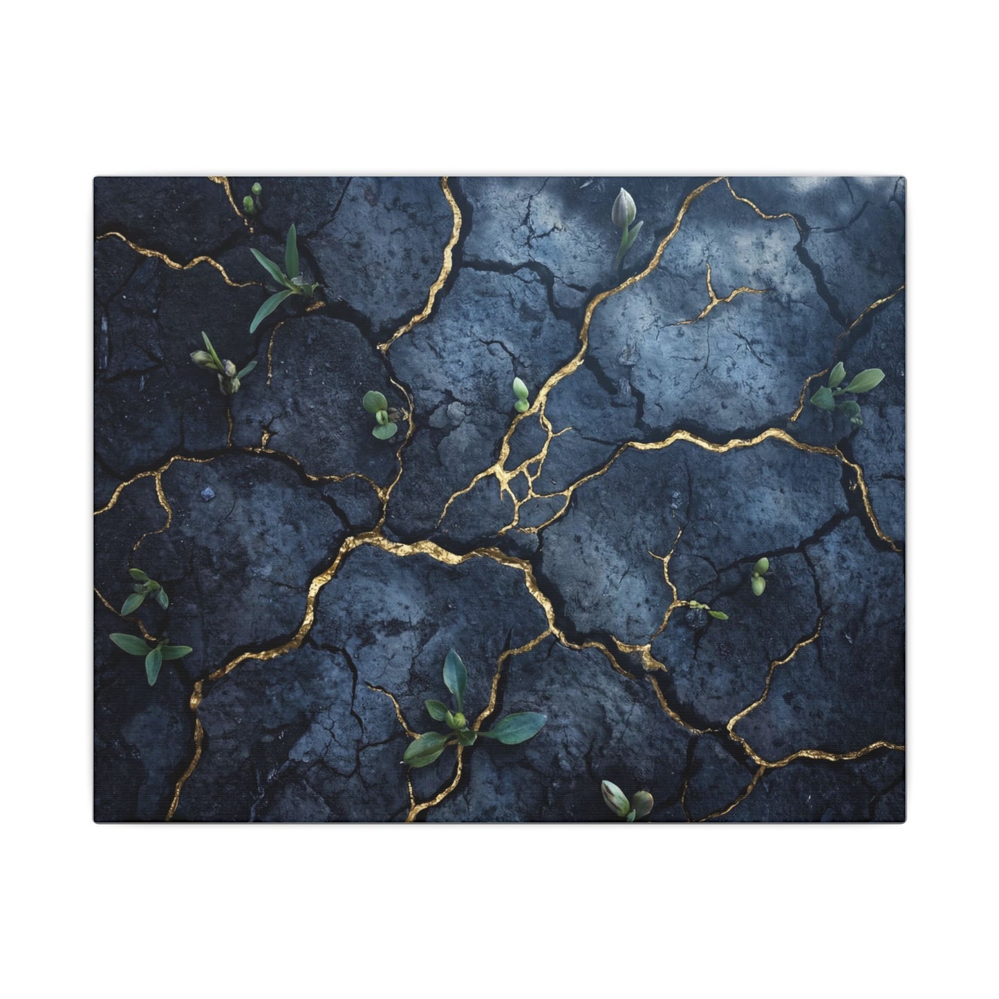 Cracked Earth Spring Canvas Art | Kintsugi Healing Design