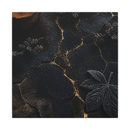 Candlelight Cracked Earth Canvas Art - Dark Japandi Ma