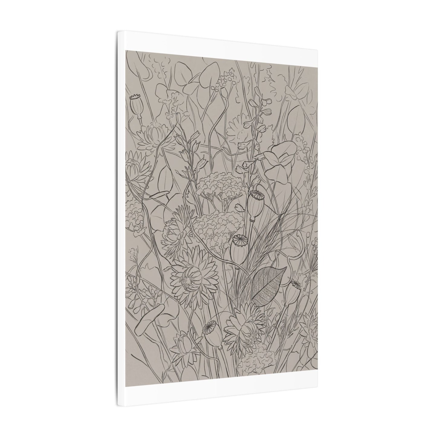 Summer Dried Flowers Minimal Line Canvas Art | Elegant Decor