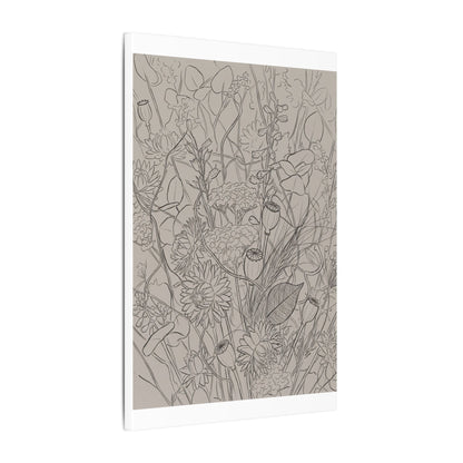 Summer Dried Flowers Minimal Line Canvas Art | Elegant Decor