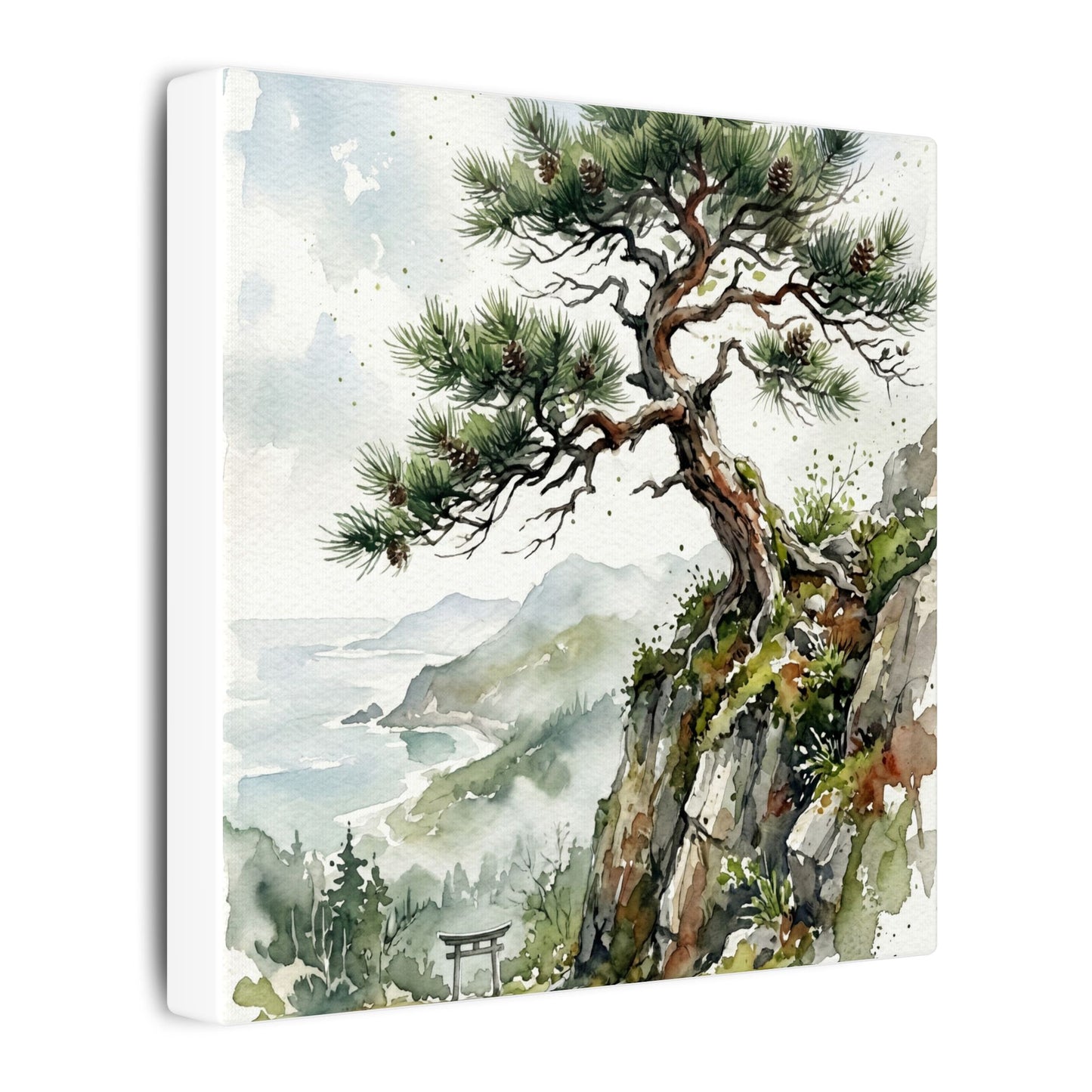 Pine Tree Spring Canvas Art | Japandi Neutral Design