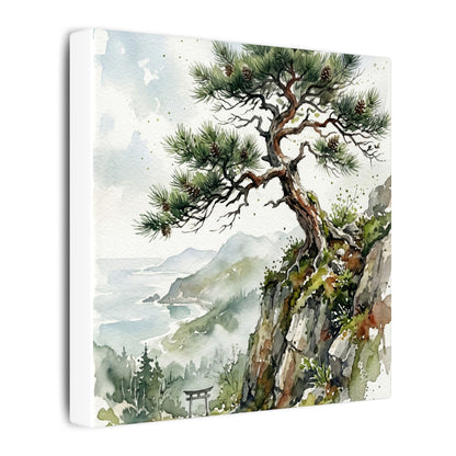 Pine Tree Spring Canvas Art | Japandi Neutral Design