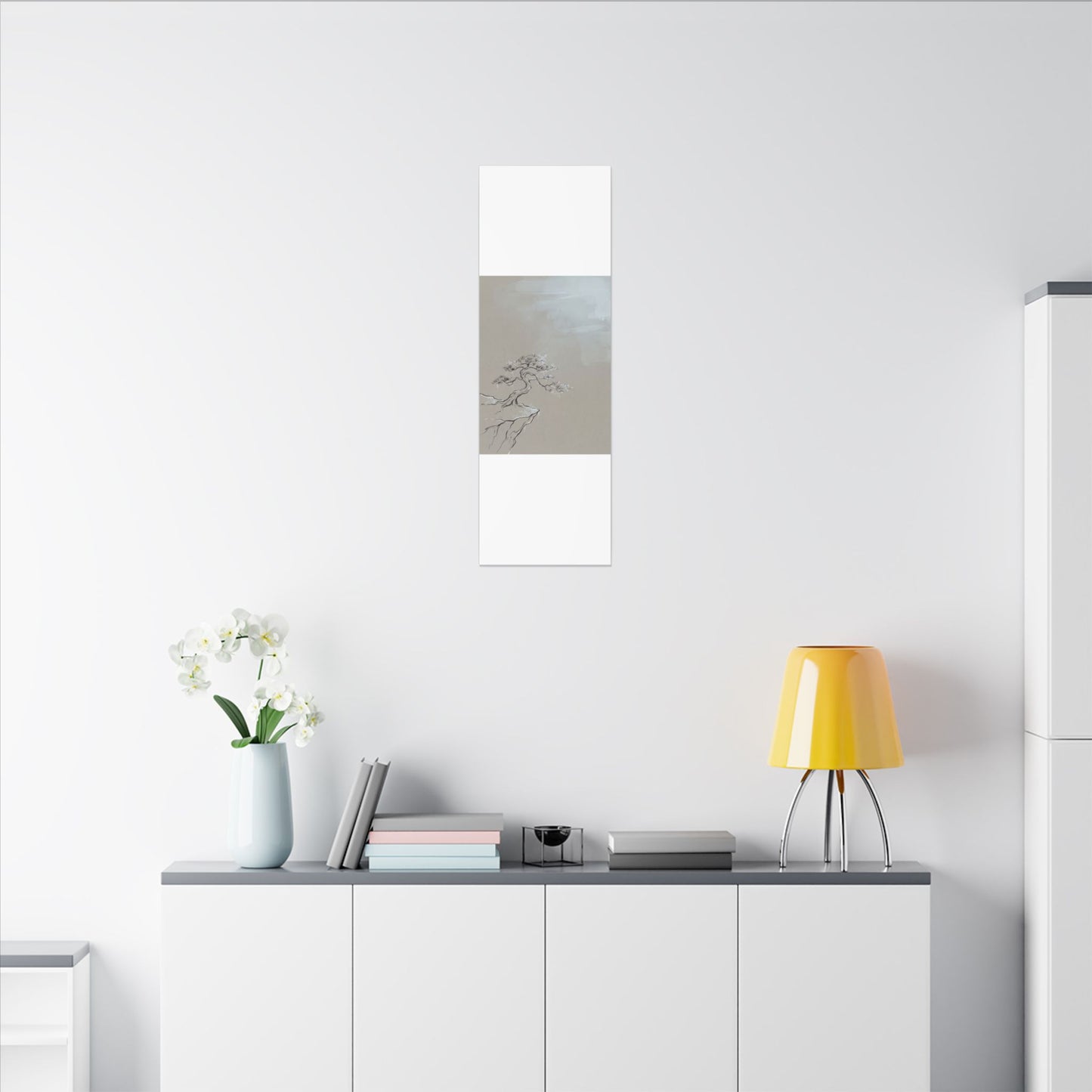Pine Tree Minimal Line Canvas Art | Warm Japandi Art