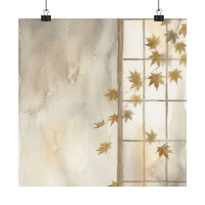 Elegant Shoji Screen Wall Art Print - Watercolor Japandi