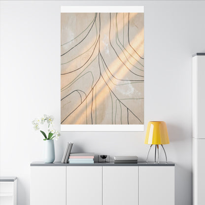 Shoji Screen Minimal Line Canvas Art | Warm Japandi Art