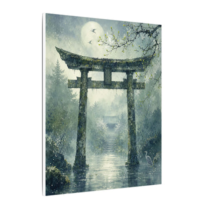 Earthy Torii Gate Canvas Art - Watercolor Japandi