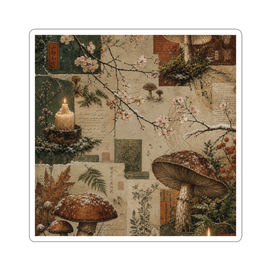 Cherry Blossom Sticker | Winter Cottagecore Mushroom Illustration Art