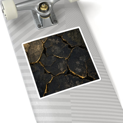 Cracked Earth Shadow Zen Sticker | Luxurious Dark Japandi Art