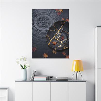 Philosophical Water Ripple Canvas Art - Gold Repair Kintsugi