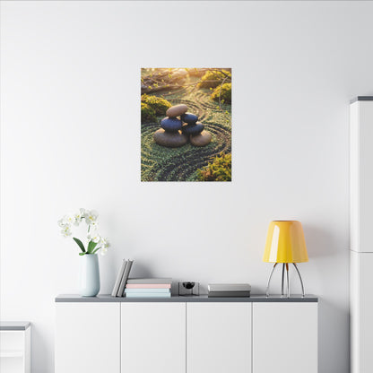 Zen River Stones in Golden Hour | Karesansui Canvas Art