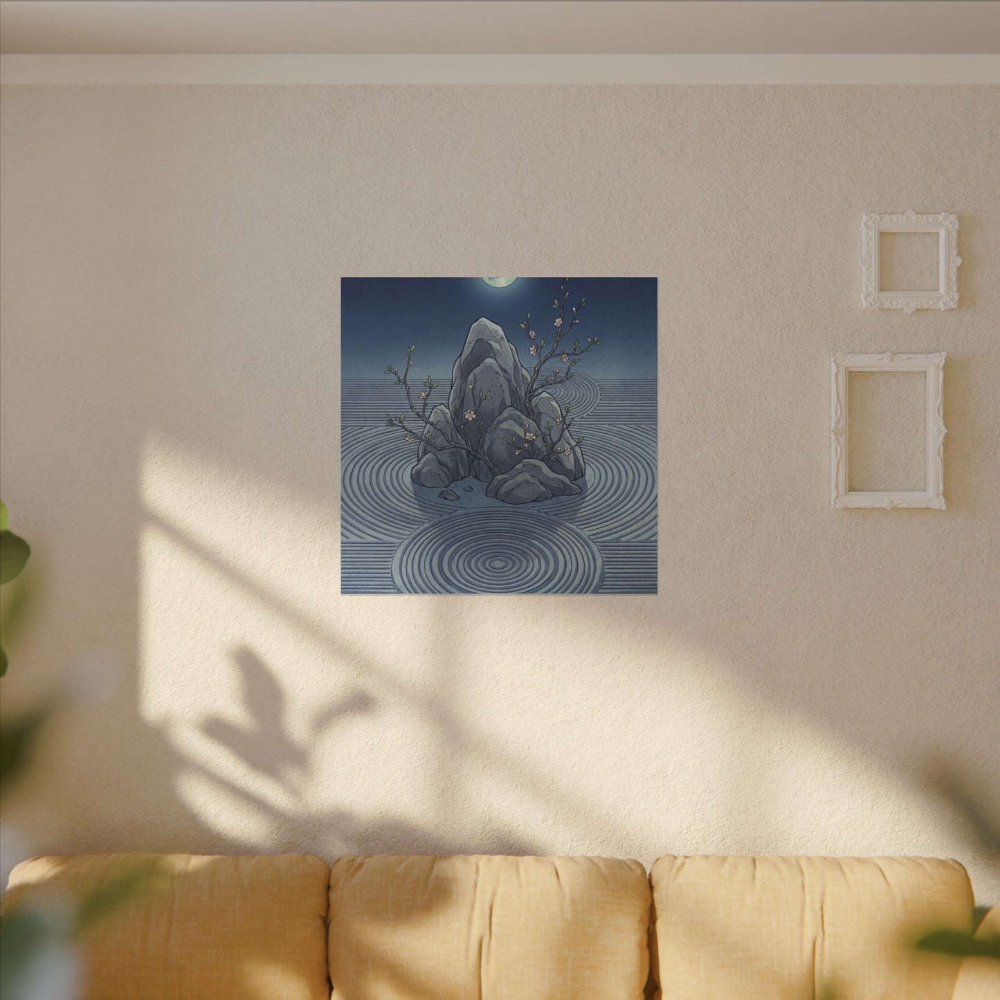 Spring Rock Garden Ukiyo E Inspired Canvas Art | Tranquil Decor