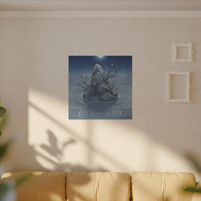 Spring Rock Garden Ukiyo E Inspired Canvas Art | Tranquil Decor