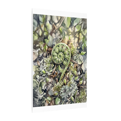 Fern Unfurling Spring Canvas Art | Japandi Neutral Design