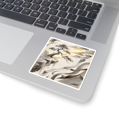 Golden Hour Pine Tree Sticker - Japandi Seijaku Art Print