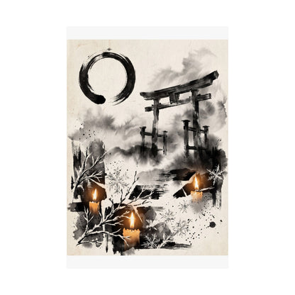 Zen Torii Gate in Candlelight | Enso Wall Art Print