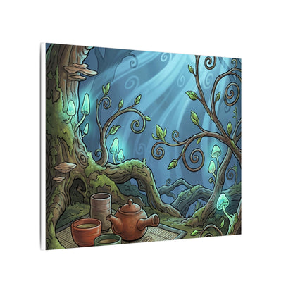 Spring Tea Ceremony Forest Whimsy Canvas Art | Cozy Decor