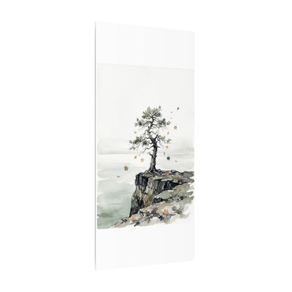 Japandi Pine Tree in Overcast | Watercolor Canvas Art