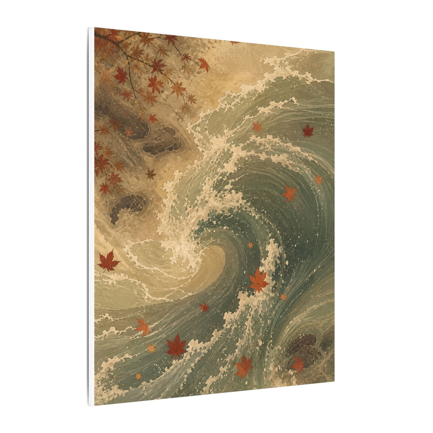 Japandi Ocean Wave in Candlelight | Japanese Pattern Canvas Art