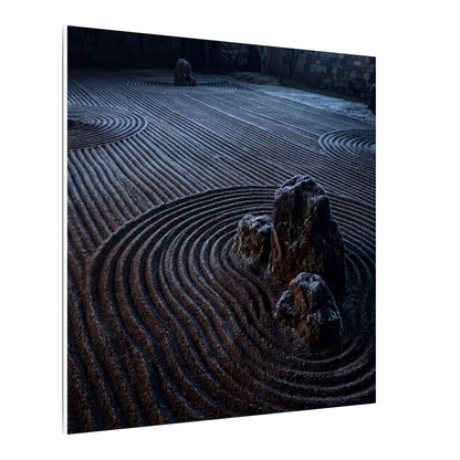 Moonlight Rock Garden Canvas Art - Dark Japandi Seijaku