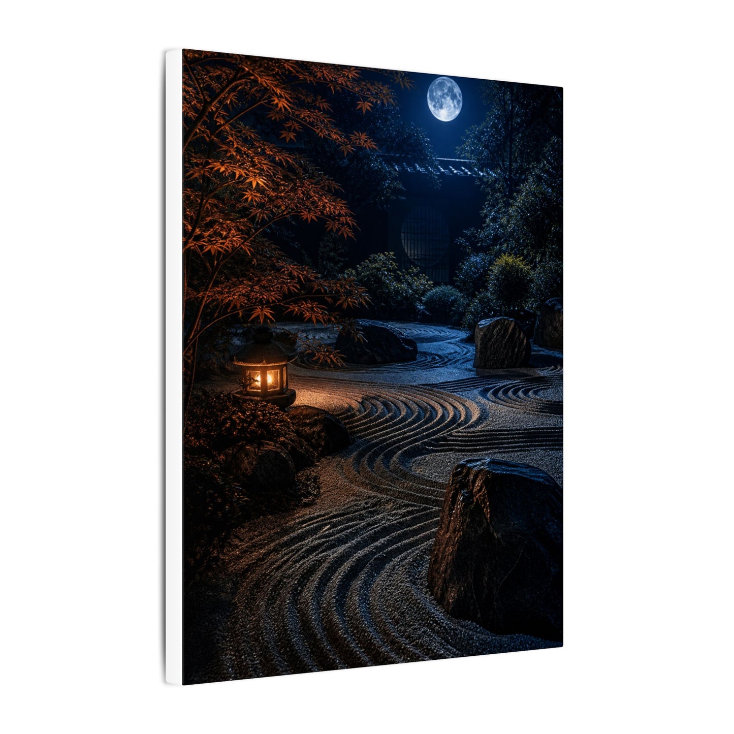 Summer Rock Garden Shadow Zen Canvas Art | Moody Decor