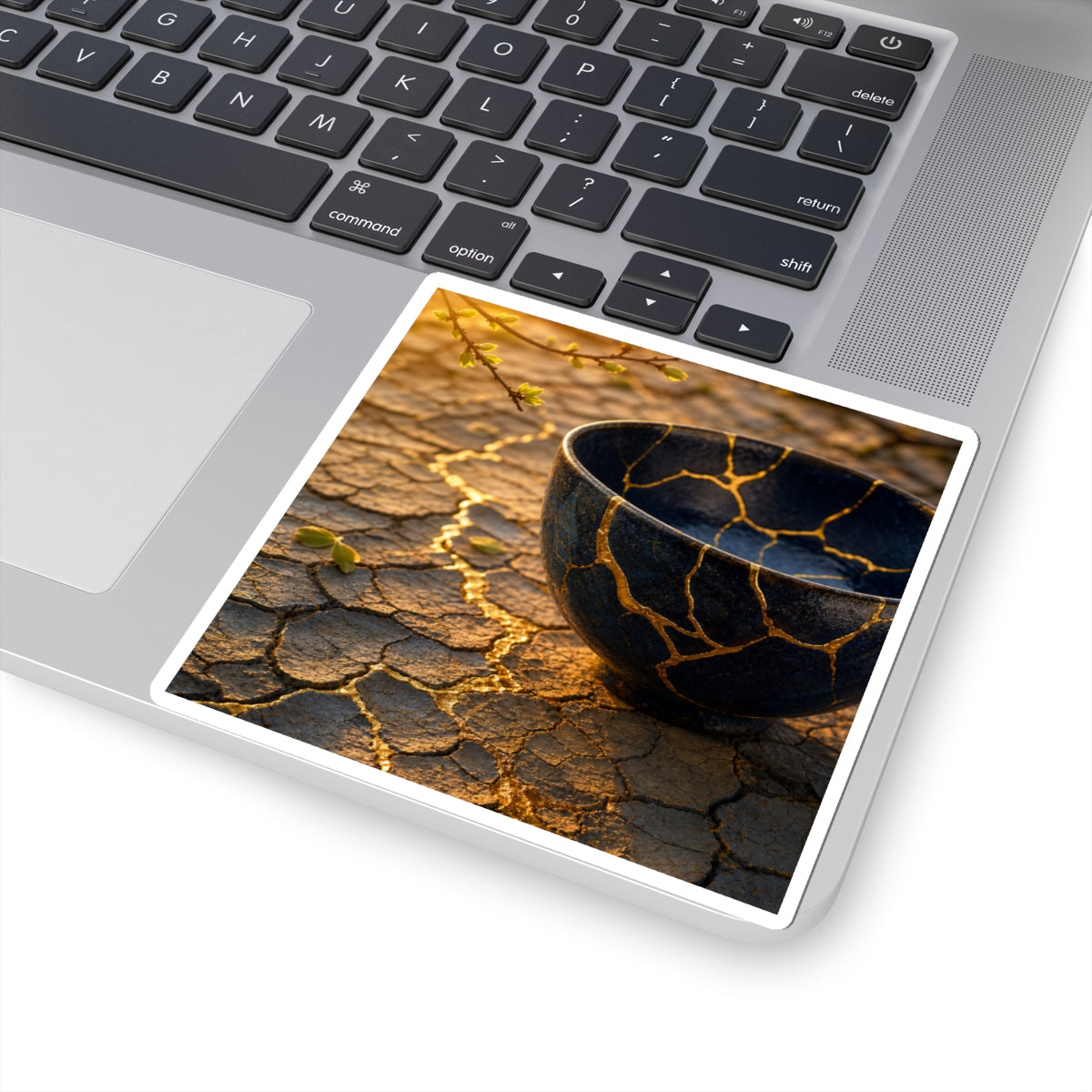 Kintsugi Cracked Earth in Golden Hour | Gold Repair Sticker