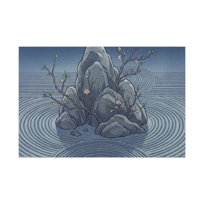 Spring Rock Garden Ukiyo E Inspired Canvas Art | Tranquil Decor Art Print
