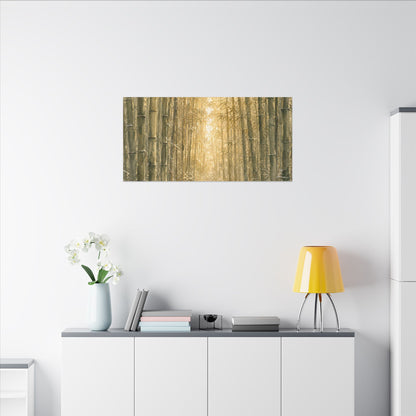 Bamboo Grove Winter Canvas Art | Japandi Elegant Design