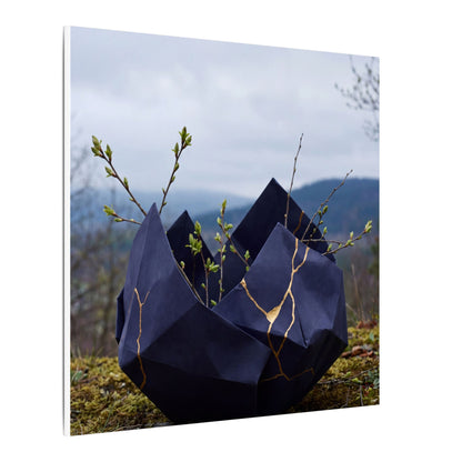Paper Fold Canvas Art | Spring Kintsugi Gold Repair Art