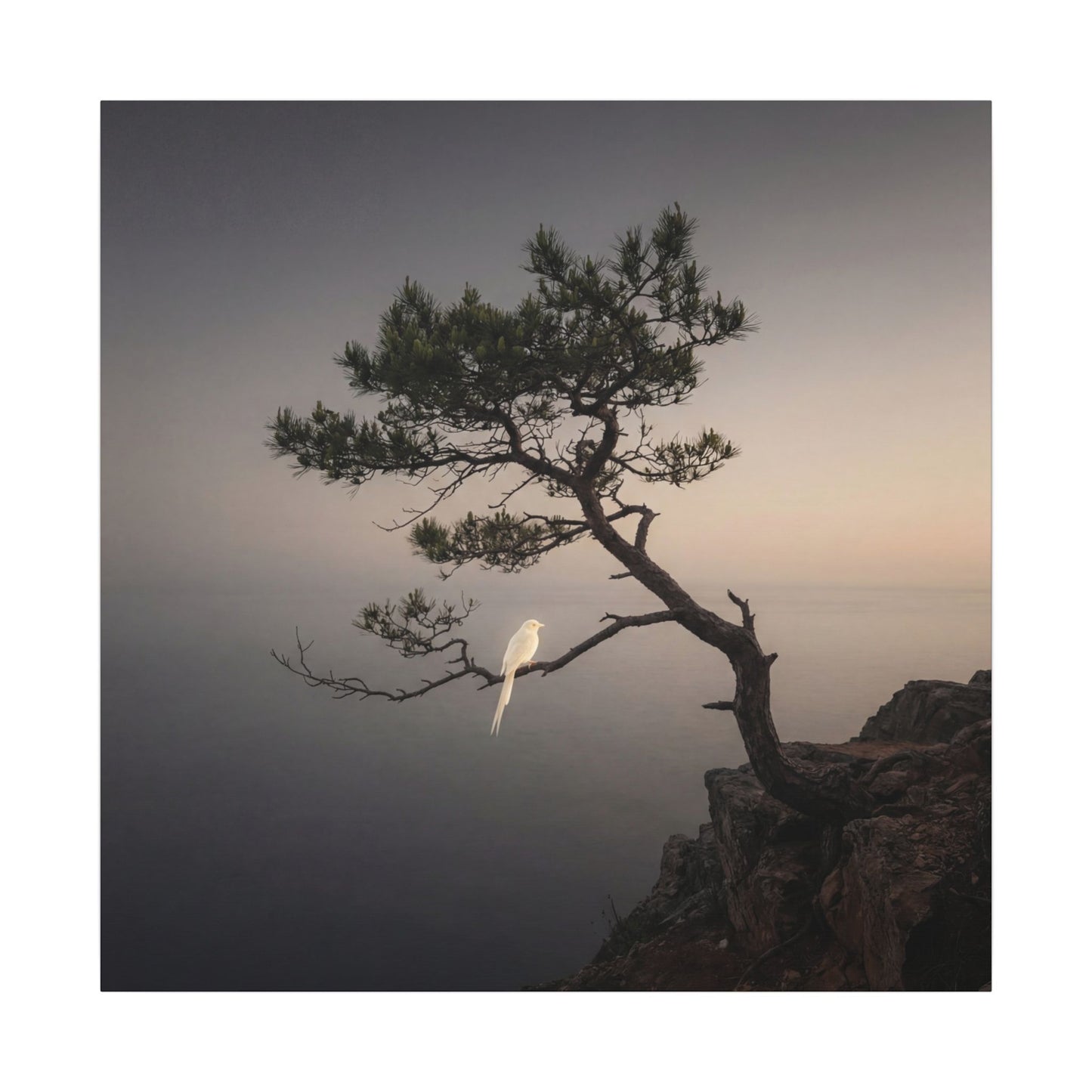 Dawn Pine Tree Canvas Art - Dark Japandi Datsuzoku