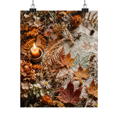 Neutral Dried Flowers Wall Art Print - Japanese Pattern Japandi