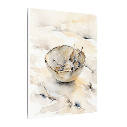 Ceramic Bowl Canvas Art | Winter Japandi Watercolor Art