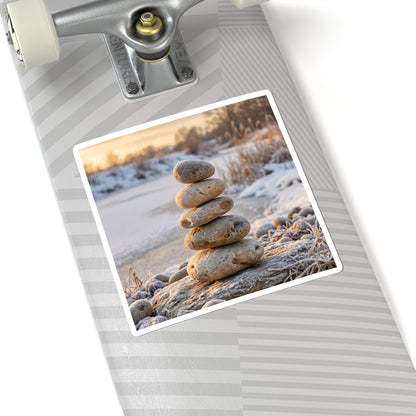 River Stones Winter Sticker | Japandi Cozy Design