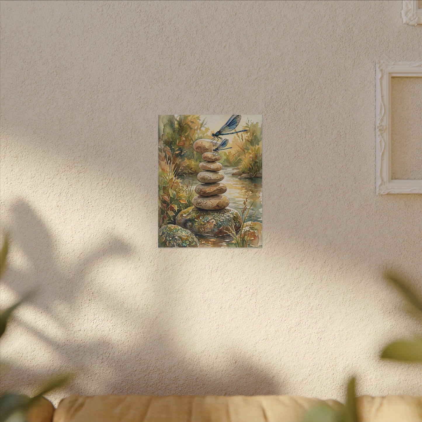 River Stones Summer Canvas Art | Japandi Cozy Design